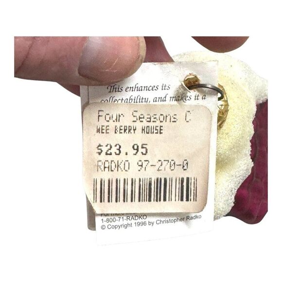 Christopher Radko Christmas Ornament Glass Wee Berry House Snowman 96 VTG NWT - Picture 7 of 8